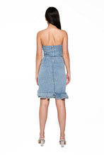 Moonlit Cascade Denim Midi Dress