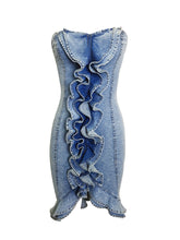 Moonlit Cascade Denim Midi Dress
