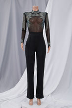 Rhinestone Tassel Mesh Jumpsuit