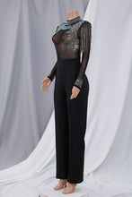 Rhinestone Tassel Mesh Jumpsuit