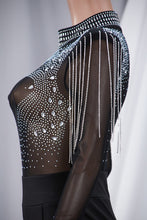 Rhinestone Tassel Mesh Jumpsuit