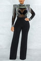 Plus Size Rhinestone Tassel Mesh Jumpsuit