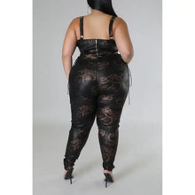 Plus-Size Faux Leather Crop Top Skinny Pant Set