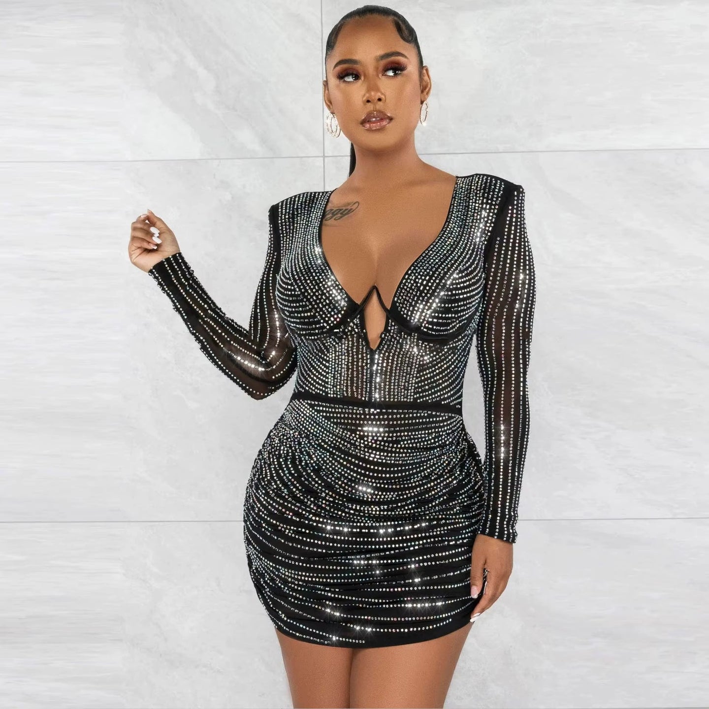 Sparkly Rhinestone Mini Dress